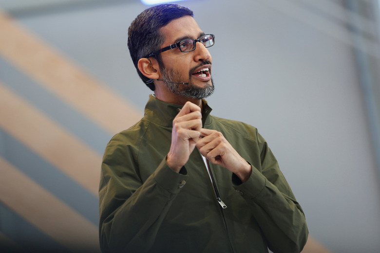 Google CEO Sundar Pichai speaks on stage during the annual Google I/O developers conference in Mountain View, California, May 8, 2018. REUTERS/Stephen Lam