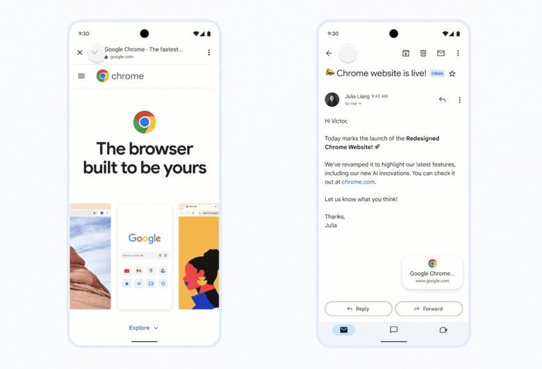 Screenshots showing in-app Chrome browser.