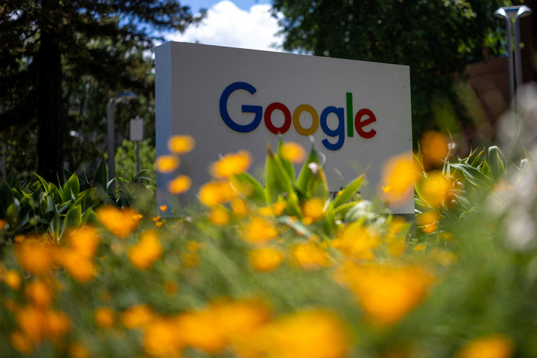 A Google logo is seen at a company research facility in Mountain View, California, U.S., May 13, 2025. REUTERS/Carlos Barria