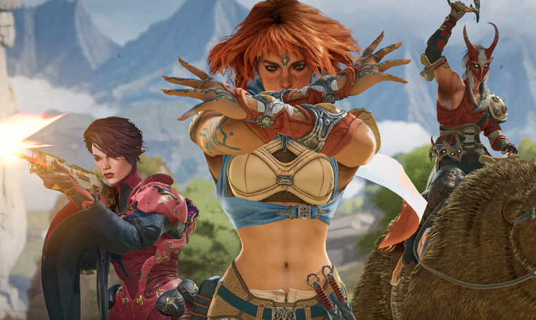 A still showing three heroes.