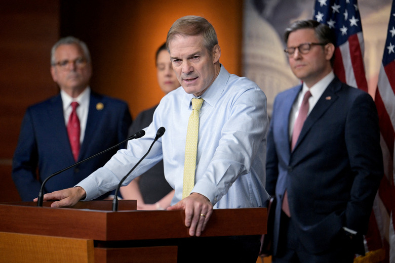 FILE PHOTO: U.S. Representative Jim Jordan (R-OH) speaks at a House Republicans press conference on Capitol Hill in Washington, U.S., June 12, 2024. REUTERS/Craig Hudson/File Photo