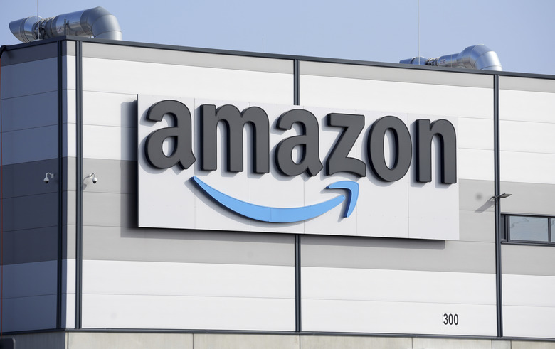 FILE - An Amazon company logo is seen on the facade of a company's building in Schoenefeld near Berlin, Germany, on March 18, 2022. Amazon has argued in a legal filing that the 88-year-old National Labor Relations Board is unconstitutional, echoing similar arguments made this year by Elon Musk’s SpaceX and the grocery store chain Trader Joe’s in disputes about workers’ rights and organizing. The Amazon filing, made Thursday, Feb. 15, 2024. (AP Photo/Michael Sohn, File)