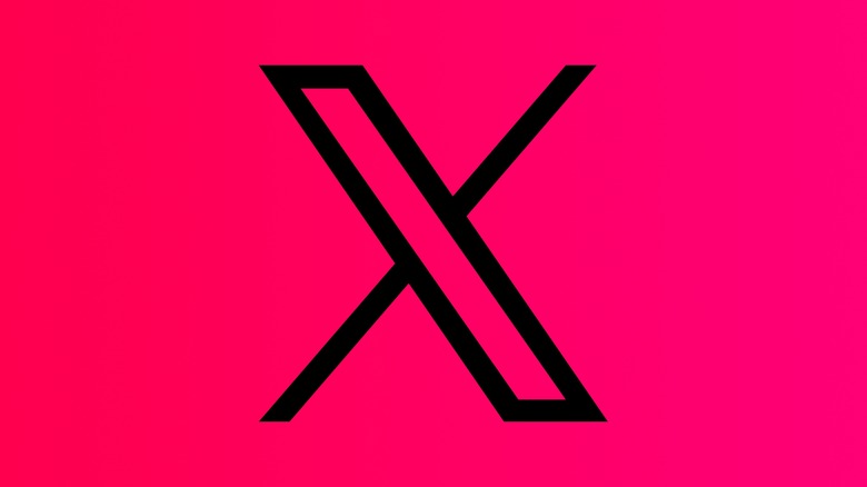The X logo on a red and pink gradient background.