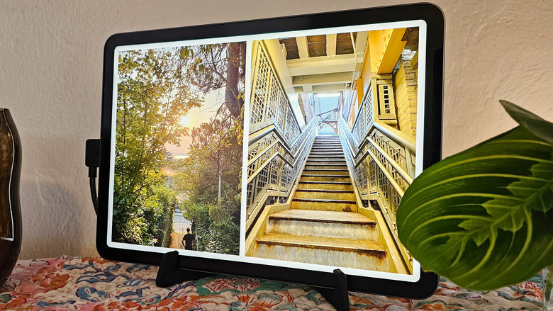 Two portrait images shown side-by-side when the iPad is in landscape orientation. 