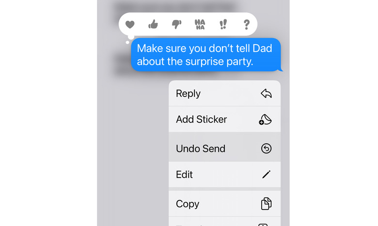 Screenshot of Apple's Undo Send feature. A message reading, 