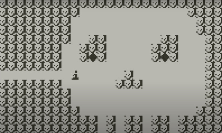 A still from the game Penrose showing a room made up of skulls, forming a central large skull