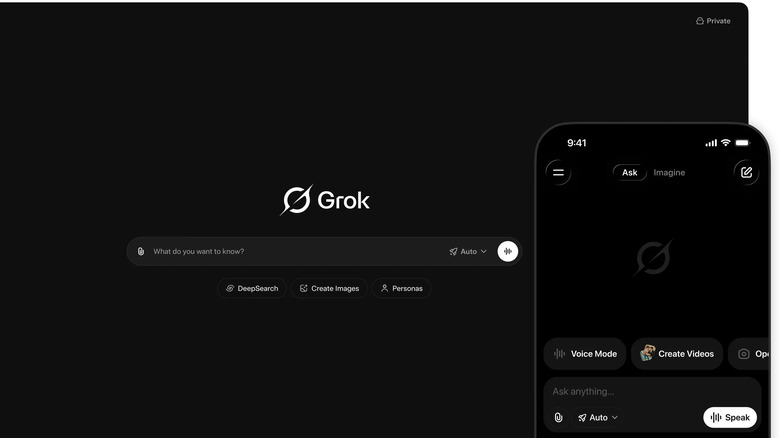 xAI's Grok AI chatbot on a web and app client.