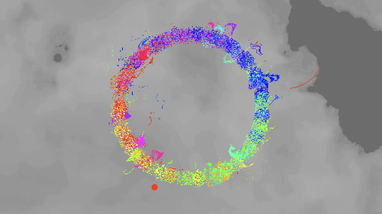 An illustration of a ring of fire with smoke in the background