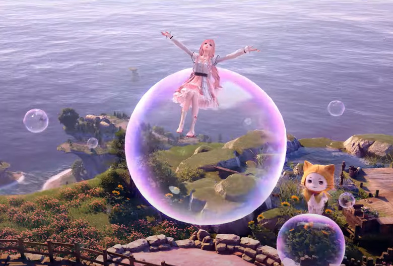 Nikki on a big bubble.