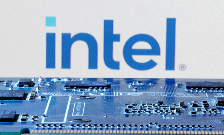 FILE PHOTO: Intel logo is seen near computer motherboard in this illustration taken January 8, 2024. REUTERS/Dado Ruvic/Illustration/File Photo