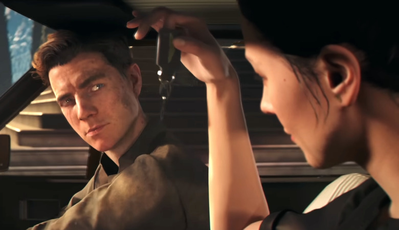 Bond in a car with a lady.