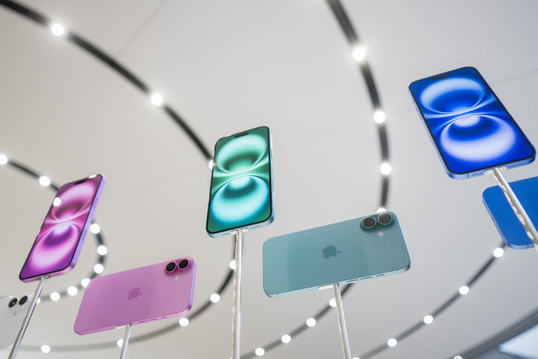 New models of the Apple iPhone 16 are displayed after Apple's 