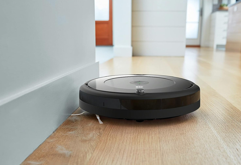 A robot vacuum in action.
