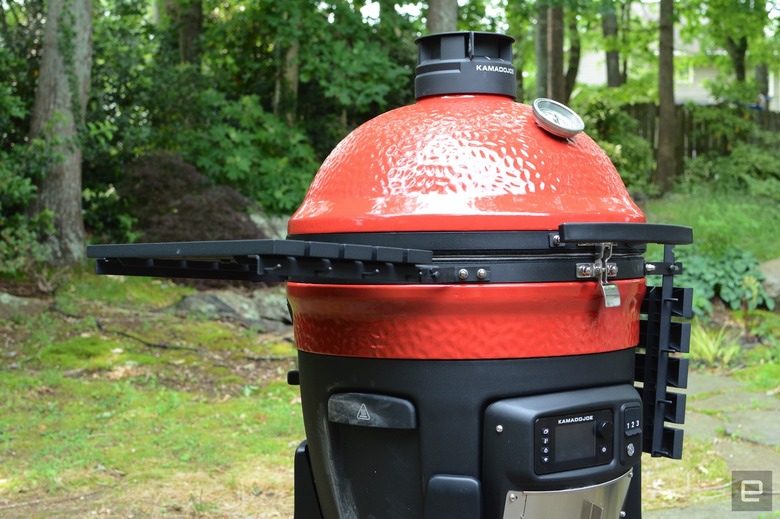 Kamado Joe put its smart-grilling expertise into a WiFi-connected model with all the benefits of a ceramic cooker. Charcoal offers unique flavor and versatility while the company sells a range of accessories to expand the grill’s toolbox. The companion app is a work in progress, but it does well with the basics. Plus, that Automatic Fire Starter will save you lots of headaches. 