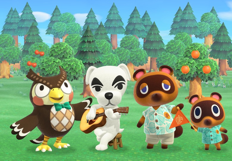 K.K. Slider among characters from 'Animal Crossing: New Horizons'