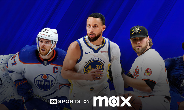 Website graphic advertising B/R Sports on Max. Steph Curry and two other athletes in a collage. 