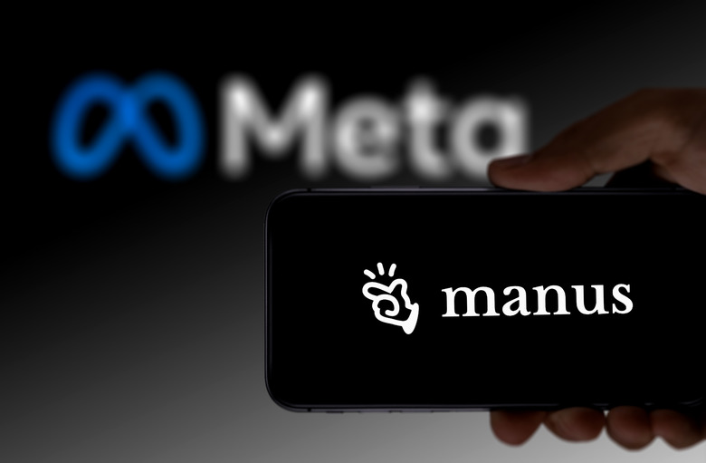 BEIJING, CHINA - DECEMBER 30: In this photo illustration, Manus logo is displayed on a smartphone screen with Meta logo in the background on December 30, 2025 in Beijing, China. Meta said on Monday it would acquire Chinese-founded artificial intelligence startup Manus, as the technology giant accelerates efforts to integrate advanced AI across its platforms. (Photo by VCG/VCG via Getty Images)