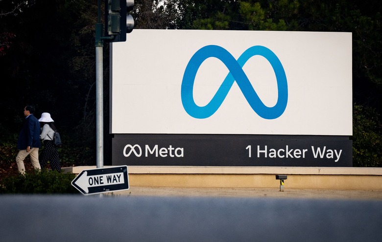 Meta (formerly Facebook) corporate headquarters is seen in Menlo Park, California on November 9, 2022. - Facebook owner Meta will lay off more than 11,000 of its staff in 