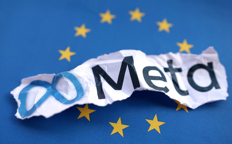 FILE PHOTO: EU flag and Meta logo are seen in this illustration taken, May 22, 2023. REUTERS/Dado Ruvic/Illustration/File Photo