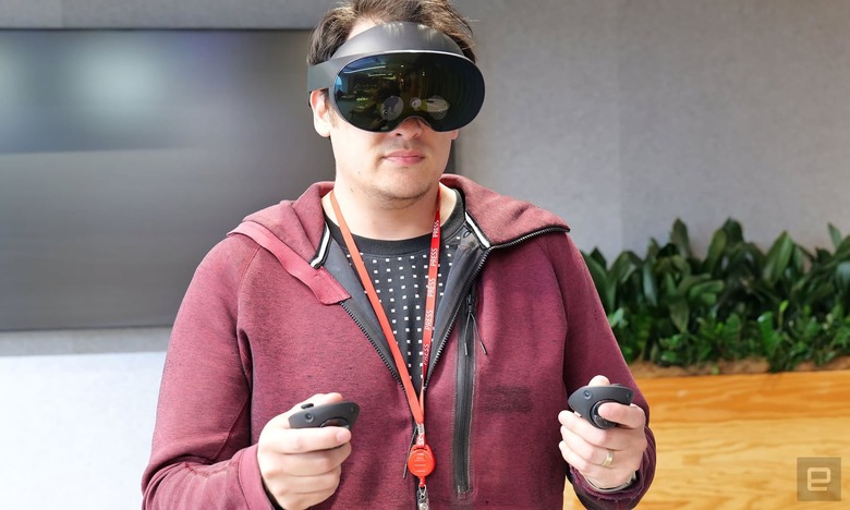 Wearing the Meta Quest Pro mixed reality headset
