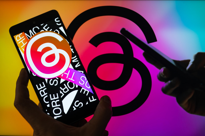 Threads logo seen displayed on a smartphone with Threads logo seen in the background. On 4 August 2023 in Brussels, Belgium. Jonathan Raa / Nurphoto (Photo by Jonathan Raa/NurPhoto via Getty Images)