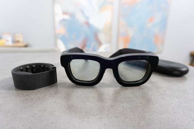 Meta's Orion AR glasses, EMG wristband and wireless compute puck.