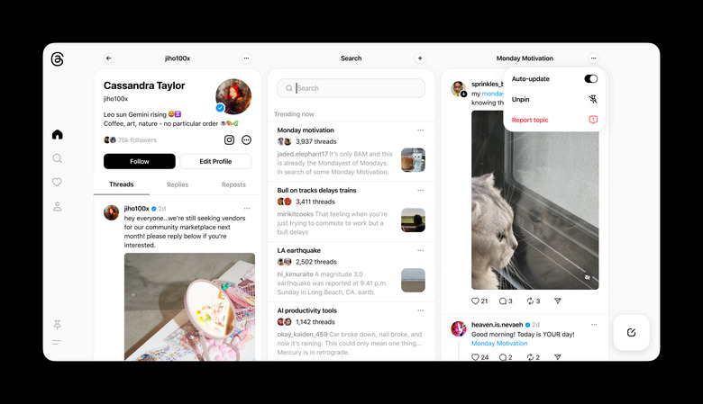 Threads on web is getting Tweetdeck-like feeds.