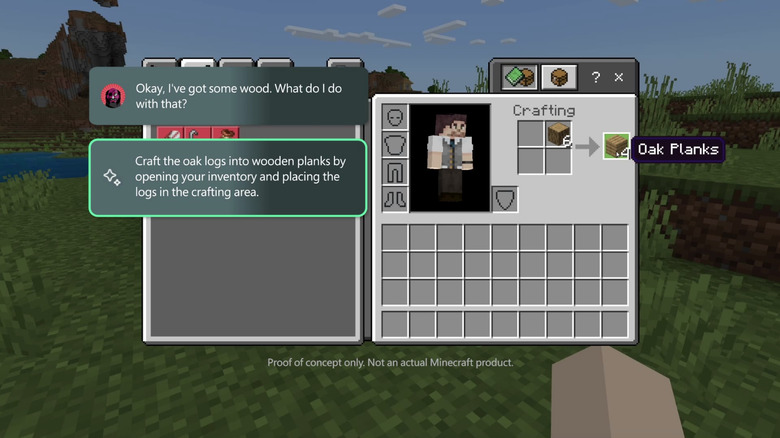 Minecraft and the AI bot in action.