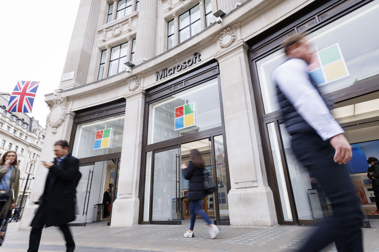 LONDON, ENGLAND - APRIL 26: A general view outside the Microsoft Experience Centre in Oxford Circus on April 26, 2023 in London, England. Microsoft's proposed acquisition of the video game developer Activision Blizzard was blocked by the UK's Competition and Markets Authority, which said the deal would reduce innovation and consumer choice. Microsoft, which needs the approval of regulatory bodies in the UK, United States and European Union, said it would appeal the decision. (Photo by Belinda Jiao/Getty Images)