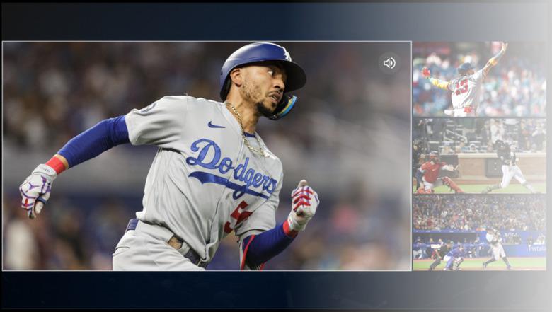 A screenshot of the MLB.TV multiview feature, which shows four MLB games simultaneously.