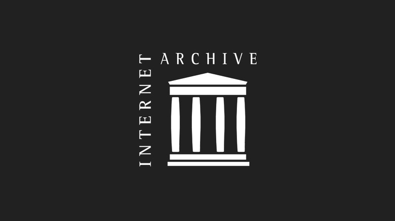 The Internet Archive logo, a building with white columns with 