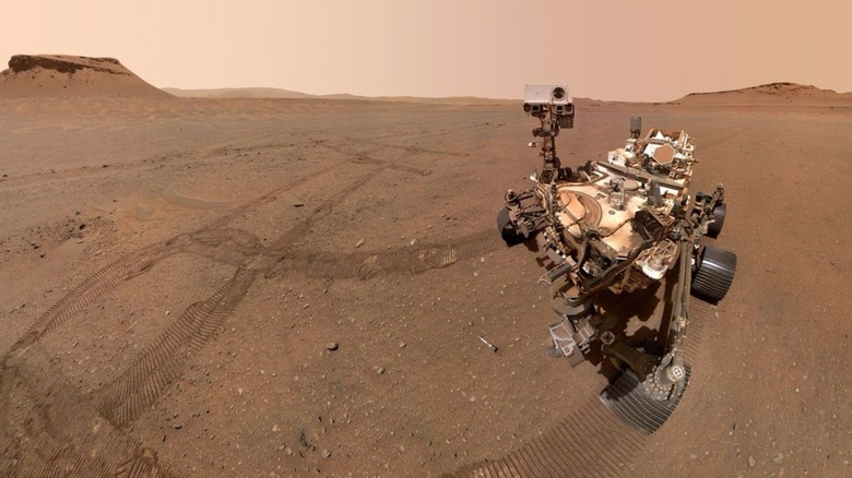 A self-portrait taken by the NASA Curiosity Mars Rover.