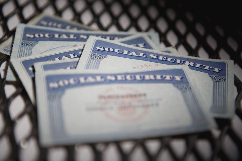 Close-up of social security cards