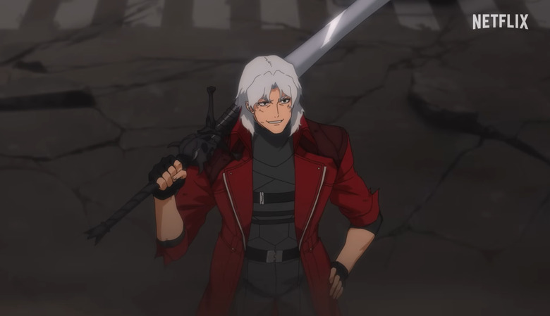 Dante holding a big sword.