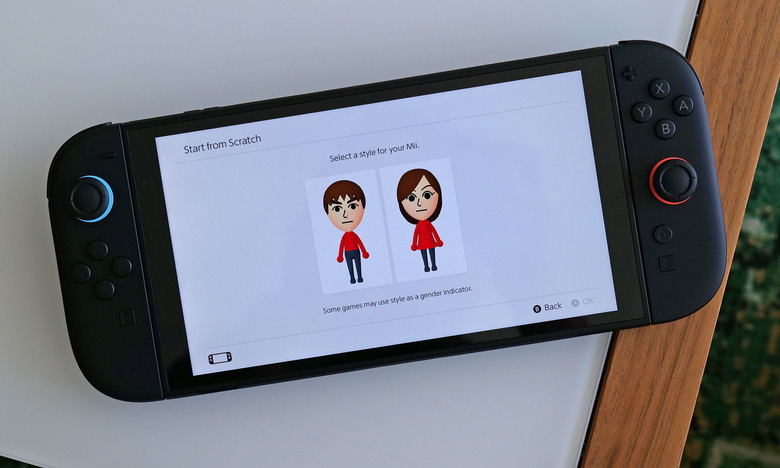 Photo of the Mii creation screen on the Nintendo Switch 2