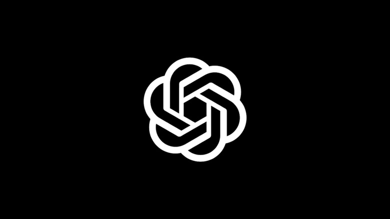 The OpenAI logo in white against a black background