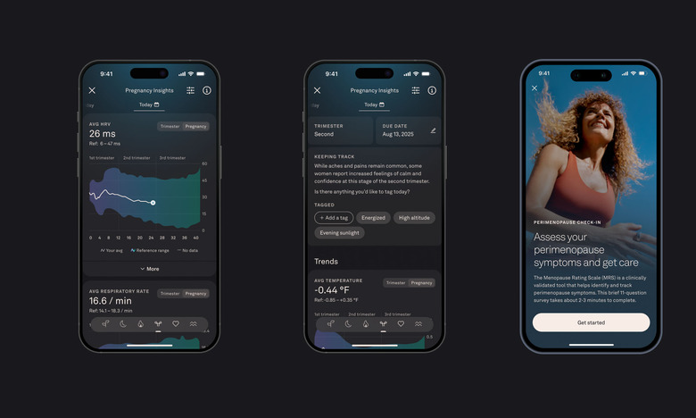 Screenshots from the new features inside the Oura App