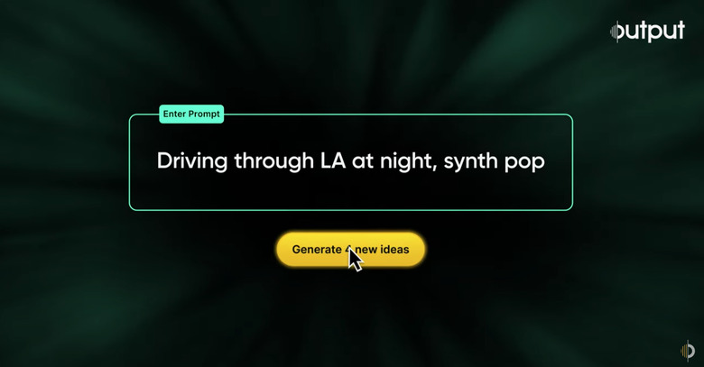 A prompt from the software in which a user asks to generate samples based on LA synth pop. 