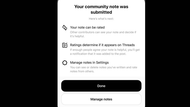 A screenshot of community notes on Threads.