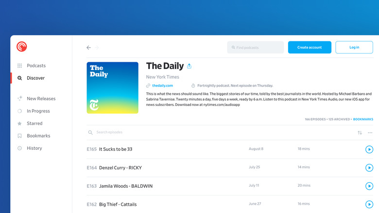 Screenshot of the Pocket Casts desktop app, showing The Daily.
