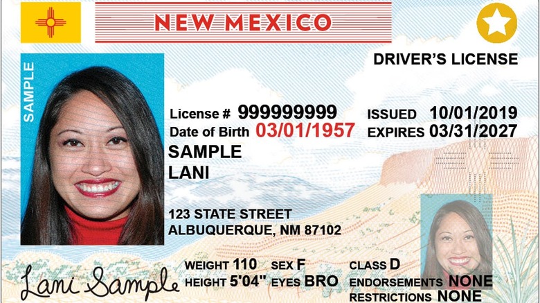 Sample state driver's license with Real ID certification