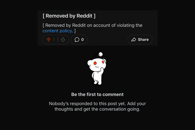 What appears when you attempt to post a link to the manifesto on reddit.