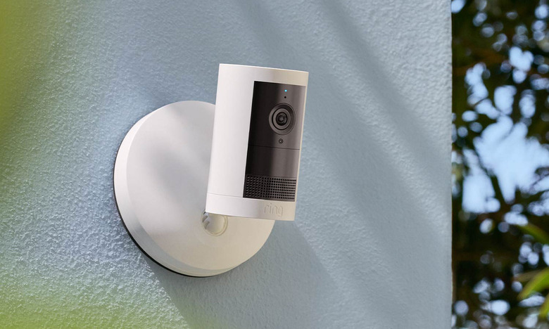 Promotional image of Ring's Outdoot Cam Plus mounted on an outside wall