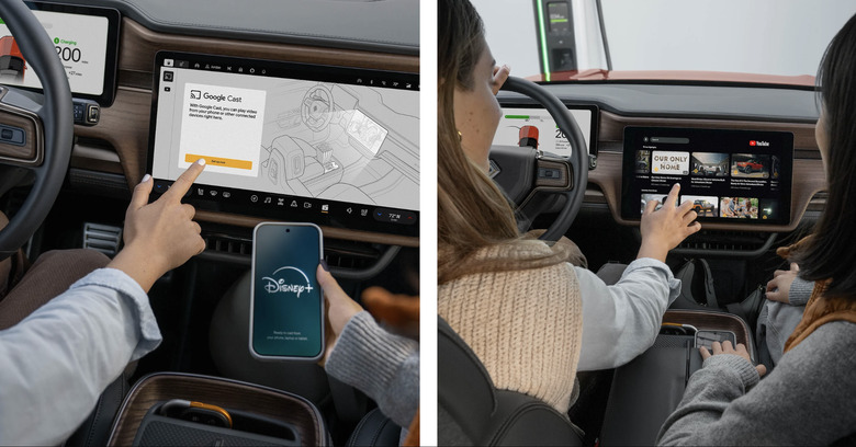 Promo image from Rivian showing Google Cast support