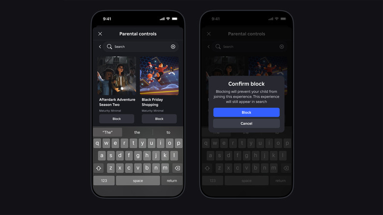 Roblox parental controls.