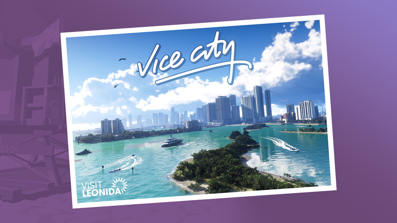 A postcard showing Vice City from GTA 6.