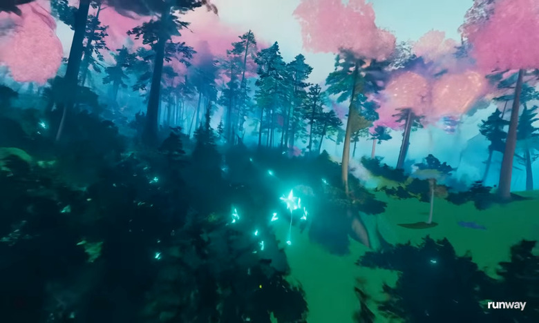 An AI-generated animated film of a whimsical and dreamlike forest from Runway.