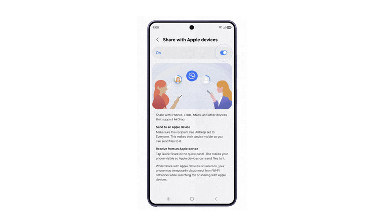 Galaxy S26 series AirDrop support.