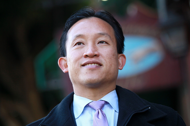 SAN FRANCISCO, CA - NOVEMBER 08:  President of the San Francisco Board of Supervisors and mayoral candidate David Chiu looks on as he campaigns on a street corner in North Beach on November 8, 2011 in San Francisco, California.  Candidates for San Francisco mayor are making one last push to encourage people to vote as San Franciscans head to the polls to vote for a new mayor, district attorney and sheriff.  (Photo by Justin Sullivan/Getty Images)