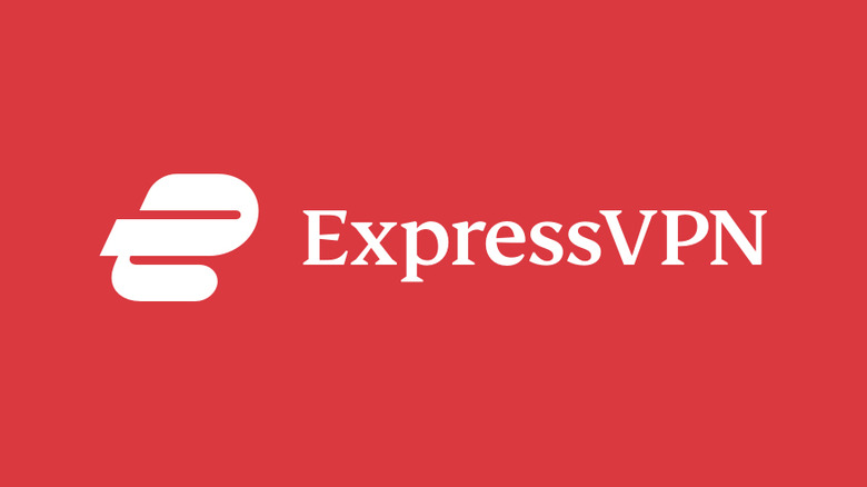 ExpressVPN logo, white lettering on red background